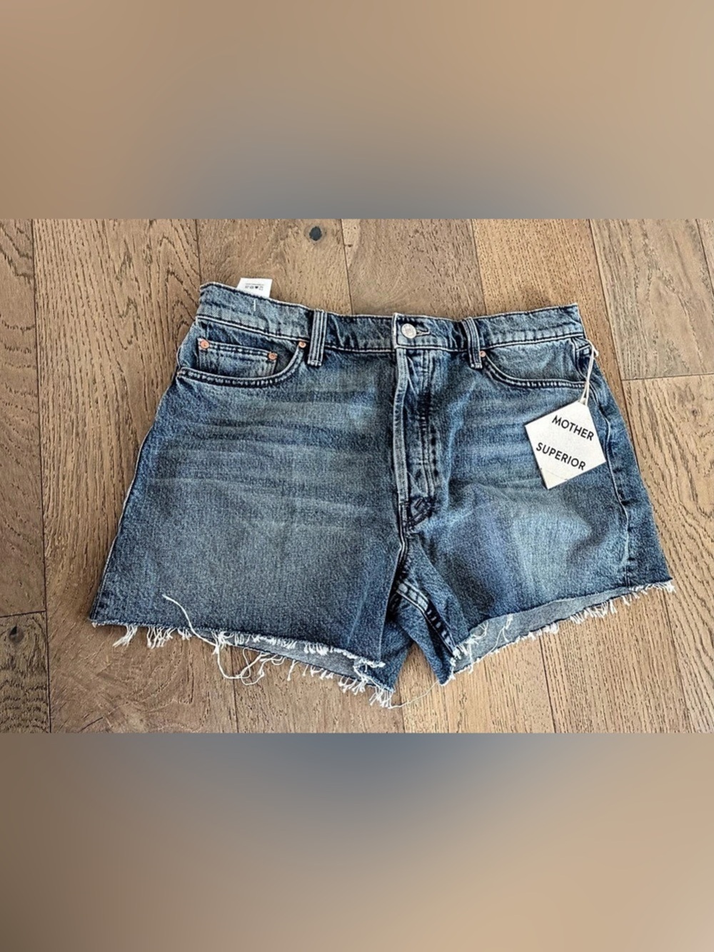 MOTHER Superior The Skipper Short N Long Way Cutoff Denim Shorts Size 31 NWT